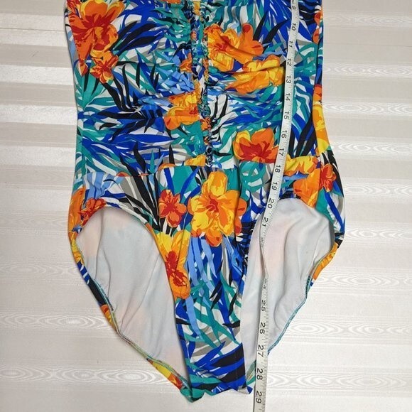 Croft & Barrow One-Piece Women Swimsuit US 14 Lined Ruched Floral Vibrant - Picture 8 of 10